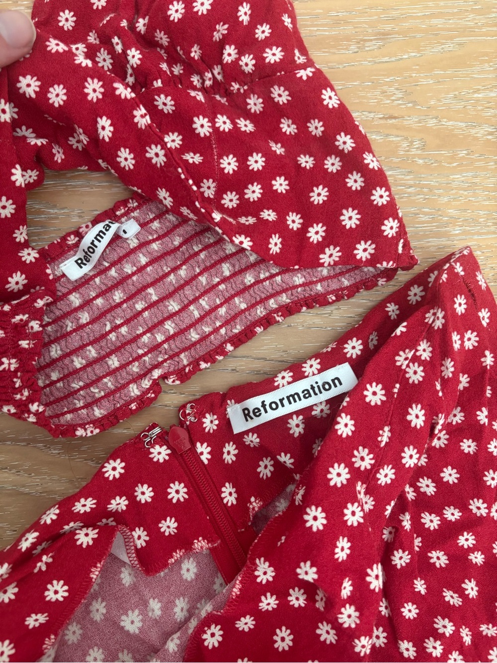 Reformation Red Polka Dot Skirt Set - Picture 5 of 11